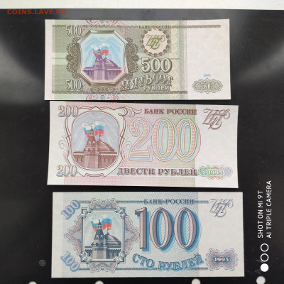 100, 200, 500 рублей пресс 1993 г. - до 04.11 до 22.00 - 1667058716333