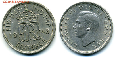 Великобритания 6 пенсов, 1948 до 01.11 - 6p1948