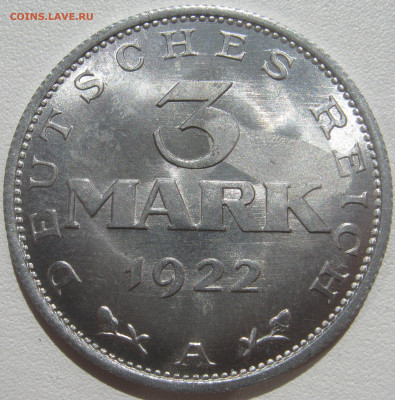 Германия Веймар 3 марки 1922 A годовщина конституции 01.11. - IMG_1777.JPG