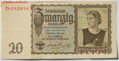 Германия 3 Рейх 20 рейхсмарок 1939 (16 июня 1939) до 1.11. - IMG_1896.JPG