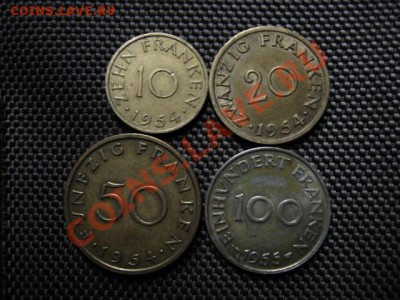 Саарленд комплект 10-20-50-100 фр. 1954-55 до 04.12 в 15.00М - IMG_0195