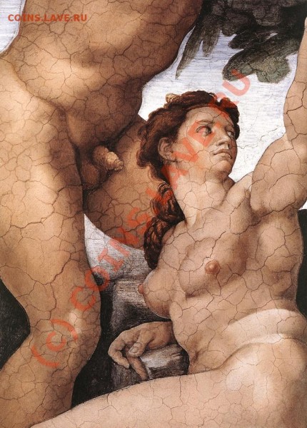 Первичные половые признаки на монетах - michelangelo-eve-detail