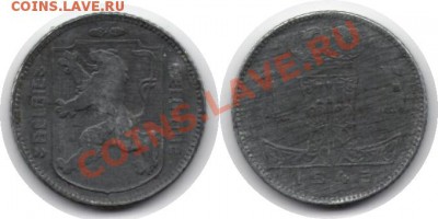 >Монета Войны< Бельгия 1 франк 1945 до 7.12.11 21:00 - Бельгия_1_франк_45