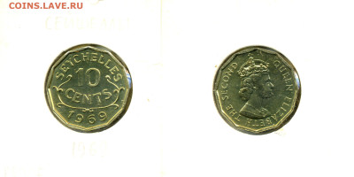 Сейшелы 10 центов, PROOF,  1969 до 03.11 - Seysh10c1969PROOF