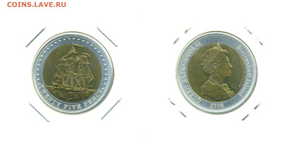 Тристан-да-Кунья 25 пенсов, 2008 Барк (остров Стольтенхофф) - St_Isl25p2008
