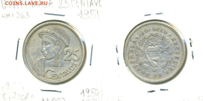 Гватемала 25 сентаво, 1951 до 03.11 - Guatem25cen1951