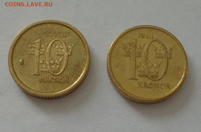 ШВЕЦИЯ - 10 крон два типа до 8.11, 22.00 - Швеция - 10 крон два типа1