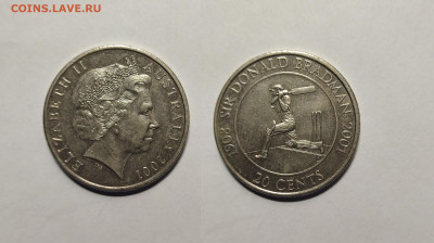 Австралия 20 центов 2001 г Дональд Брэдман - 7.11 - IMG_20221103_073501