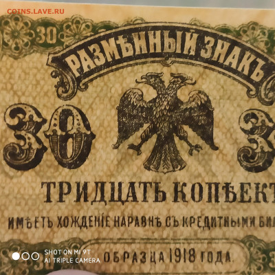 30 копеек Дальний Восток. ПРЕСС UNC  1918 г. -12.11 до 22.00 - 1667743689070