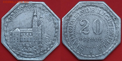 20 пфеннигов, нотгельд Лихтенфельса, Базилика 14 святых - Лихтенфельс 20 пфенингов.