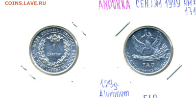Андорра 1 сантим, 1999 ФАО до 10.11 - And1c1999