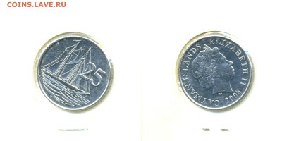 Каймановы острова 25 центов, 2008 до 10.11 - Cayman25c2008