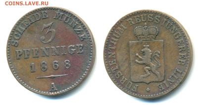 Рейсс-Гера 3 пфеннига, 1868 до 10.11 - Reiss3pf1868