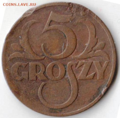 ПОЛЬША 5 грошей 1930 г. до 14.11.22 г. в 23.00 - 058