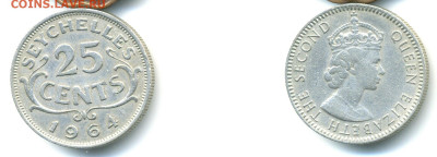 Сейшелы 25 центов, 1964 до 14.11 - Seych25c1964