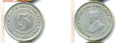 Стрейтс Сетлментс 5 центов, 1920 до 14.11 - Straits5c1920