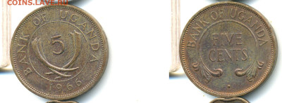 Уганда 5 центов, 1966 до 14.11 - Uganda5c1966