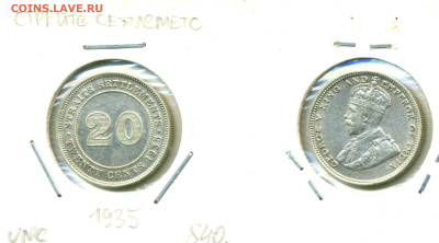 Стрейтс Сетлментс 20 центов, 1935 до 14.11 - 20c1935