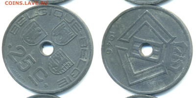 Бельгия 25 сантимов (цинк), 1946 до 14.11 - Belg20c1946
