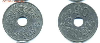 Франция 20 сантимов, 1941 до 14.11 - Fran20c1941