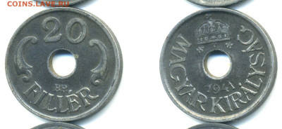 Венгрия 20 филлеров, 1941 до 14.11 - Hungar20filer1941