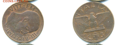 Италия 5 чентезимо, 1938 до 14.11 - Ital5c1938