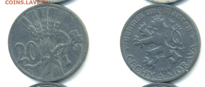 Богемия и Моравия 20 геллеров, 1941 до 14.11 - Morav20gel1941