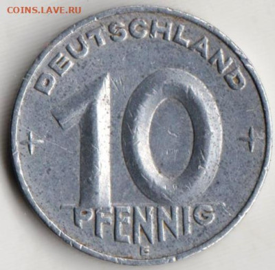 ГДР 10 пфеннигов 1952 г. Е до 18.11.22 г. в 23.00 - 077