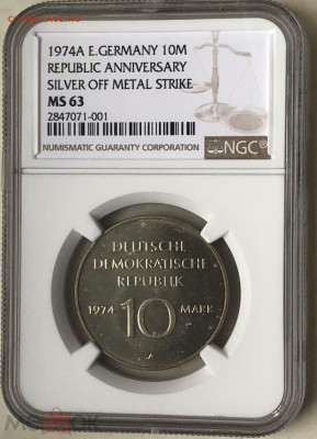 10 марок ГДР 1974 года в серебре - 10 м-1974-серебро-4