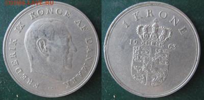 Дания 1 крона 1963 до 21-11-22 в 22:00 - 11 51 Дания 1 крона 1963   A28
