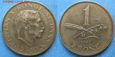 Дания 1 крона 1947 до 21-11-22 в 22:00 - Дания 1 крона 1947    188-ак5-4050