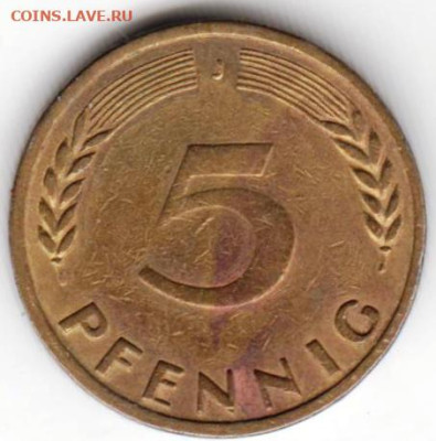 ФРГ 5 пфеннигов 1949 г. J до 22.11.22 в 23.00 - 045