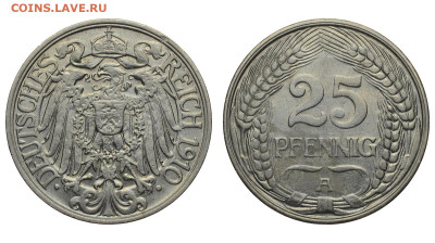 Германия. 25 пфеннигов 1910 г. A. До 20.11.22. - Р988.JPG