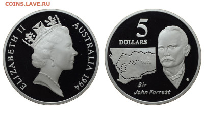 Австралия. 5 долларов 1994 г. Proof. Дж. Форест. До 20.11.22 - Р274.JPG