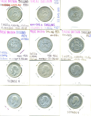 Великобритания 1 шиллинг, 1920 - 1933 по ФИКСу - 1sh1920-29