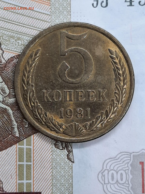 5 копеек 1981,82 год.Штемпельный блеск. до 24.11 - штемп.блеск 052