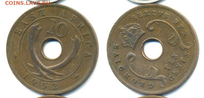 Британская Восточная Африка 10 центов, 1952 до 21.11 - EA10c1952