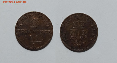 Германия Пруссия 2 пфеннига 1860 года - 23.11 - IMG_20221118_202212