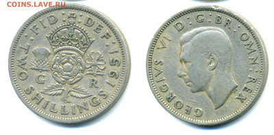 Великобритания 2 шиллинга (флорин), 1951 до 24.11 - GB2shil1951