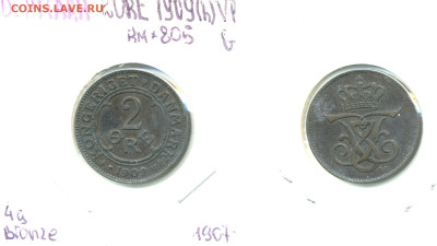 Дания 2 эре, 1907 до 28.11 - Dan2ore1907