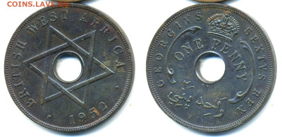 Британская Западная Африка 1 пенни, 1952 до 28.11 - BWA1p1952
