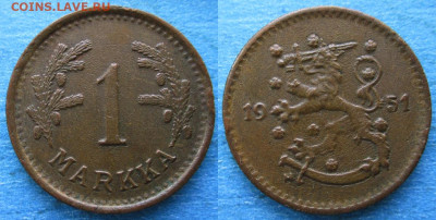 Финляндия 1 марка 1951 H до 03-12-22 в 22:00 - Финляндия 1 марка 1951 H    215-к110-12151