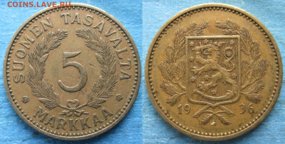 Финляндия 5 марок 1936 до 04-12-22 в 22:00 - Финляндия 5 марок 1936 S    217-к120-12245