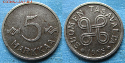 Финляндия 5 марок 1953 до 04-12-22 в 22:00 - Финляндия 5 марок 1953    12822