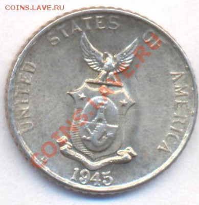 Ag  Филиппины 10 центов 1945 г.До 9.12.11 г. 21-00 МСК - Фил 45