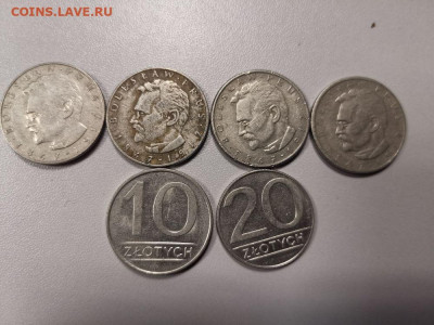 Польша  1976-1989гг: 10 и 20 злотых (6шт), до 05.12 - Я Злотые-1