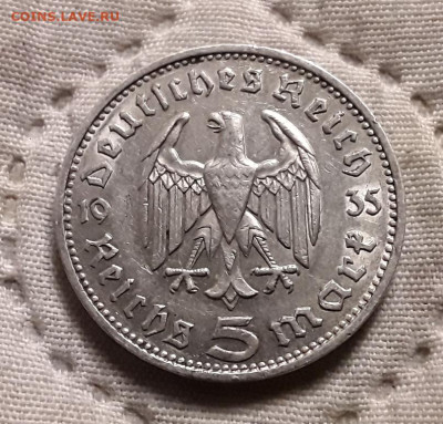 Германия. 5 марок 1935 г. J. Гинденбург. До 04.12.22. - 20221201_185515