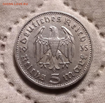 Германия. 5 марок 1935 г. D. Гинденбург. До 04.12.22. - 20221201_221426