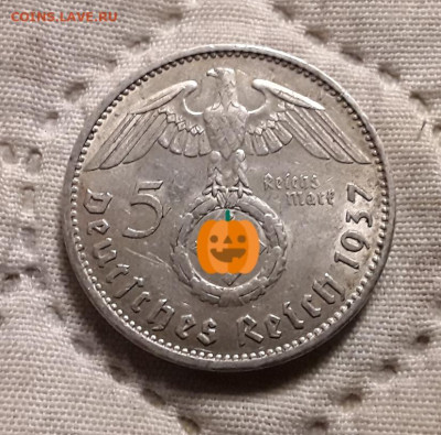 Германия. 5 марок 1937 г. А. Гинденбург. До 04.12.22. - 20221201_235303