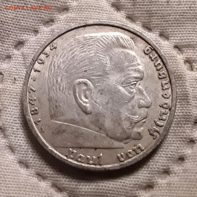 Германия. 5 марок 1938 г. А. Гинденбург. До 04.12.22. - 20221201_235621